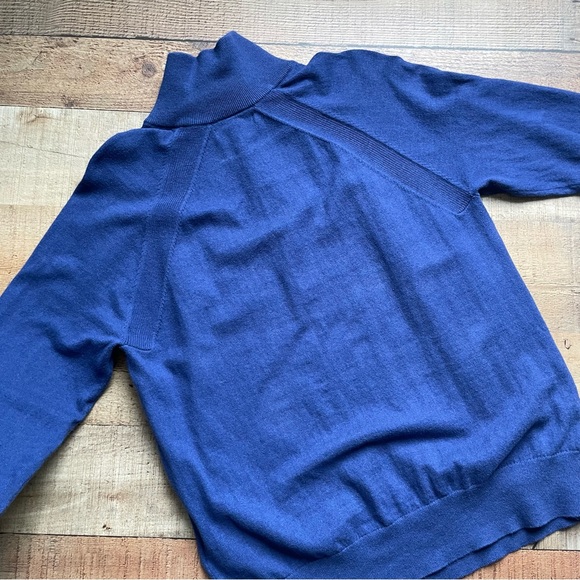 Banana Republic Cotton Cashmere 1/4 Zip Sweater Blue Mens Large - Picture 6 of 8